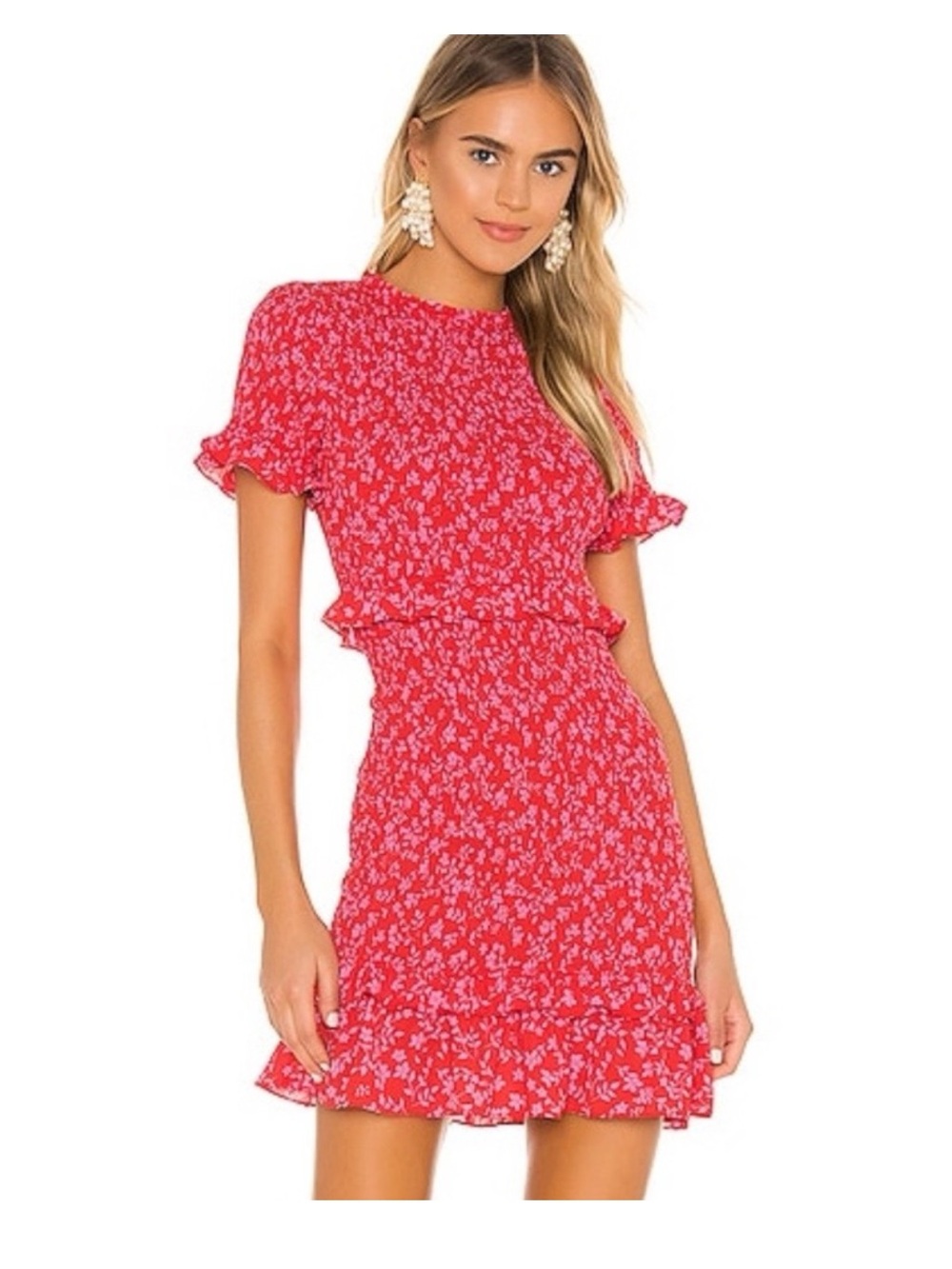NWT Likely Faye Floral Ruffle Short Sleeve Mini Dress